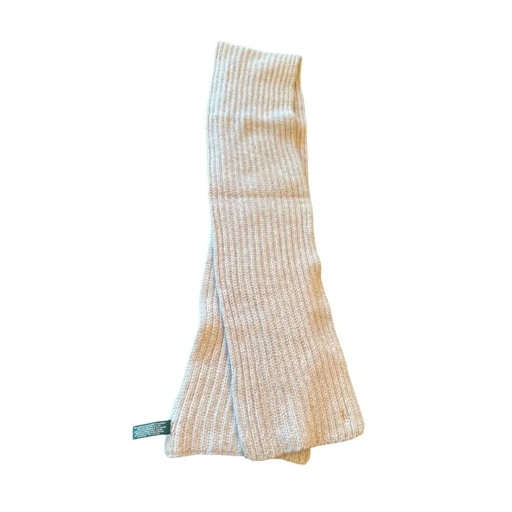 Lauren Ralph Lauren Beige‎ Ribbed Scarf Wool Angora Neutral Quiet Luxury Winter
